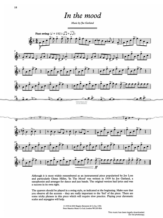 Produktgalerie: Seite 1 von 1 In The Mood, Joe Garland, Flöte, Klavier