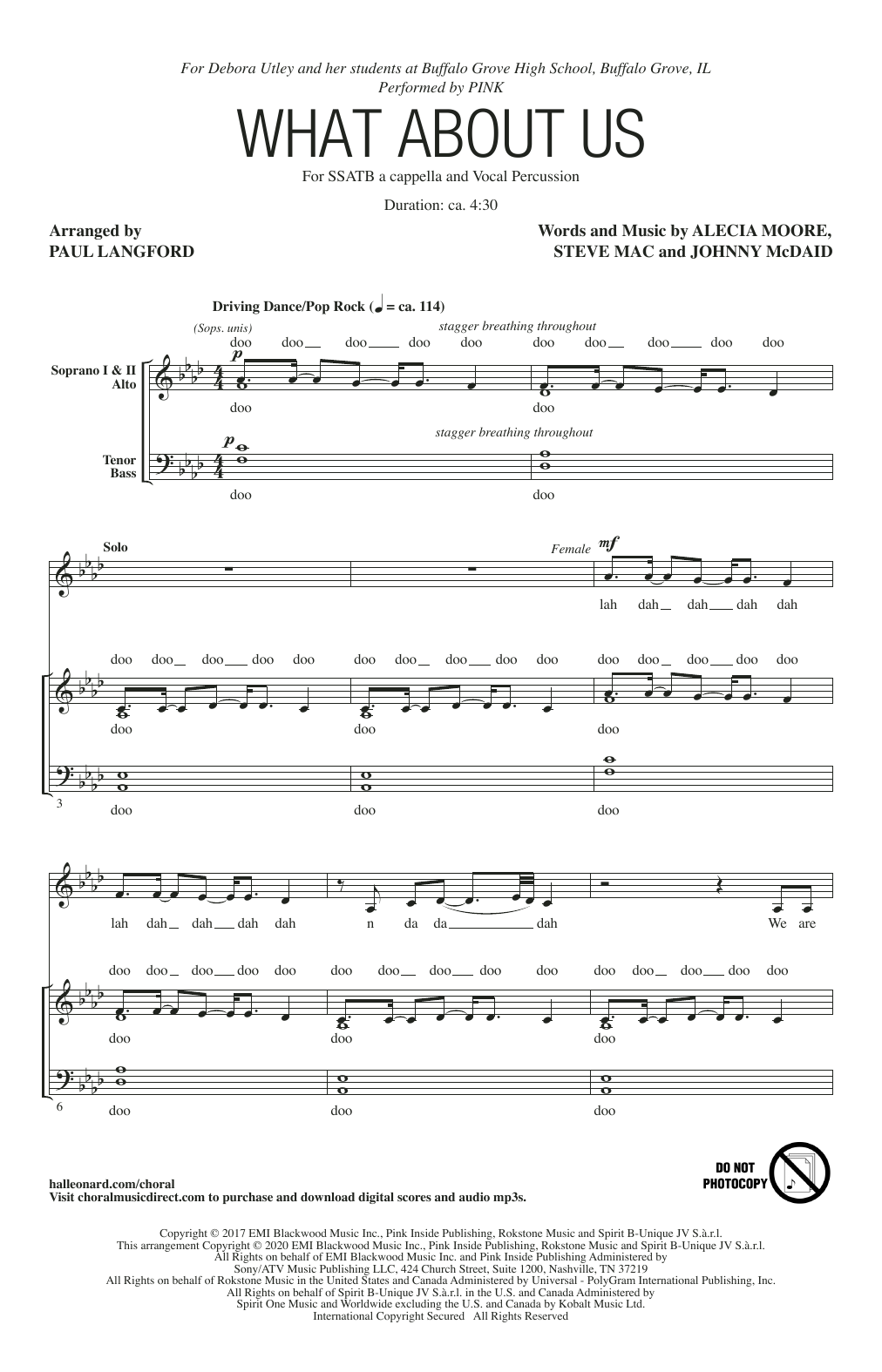 Product picture to: What About Us (arr. Paul Langford)