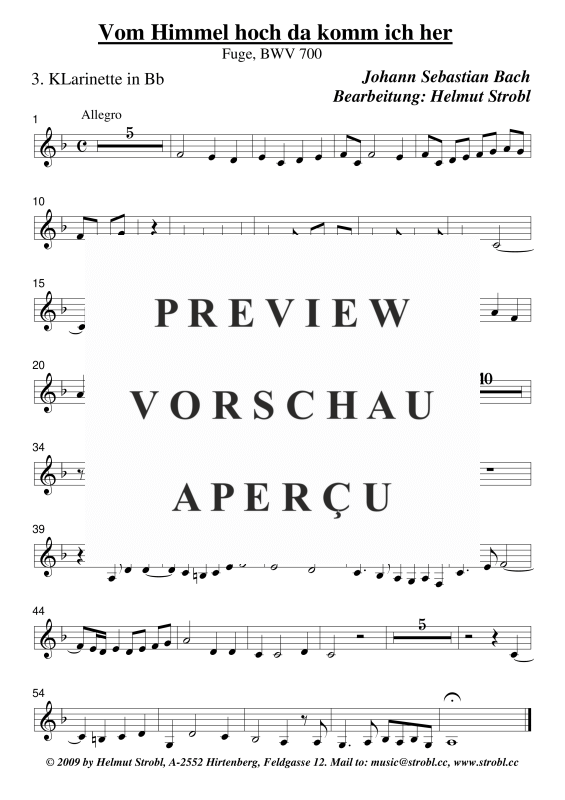 gallery: Vom Himmel hoch da komm ich her Fuge, , Klarinettenquartett