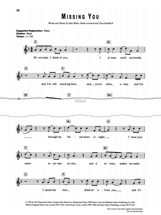 Product gallery: Page 1 of 1 Missing You, John Waite