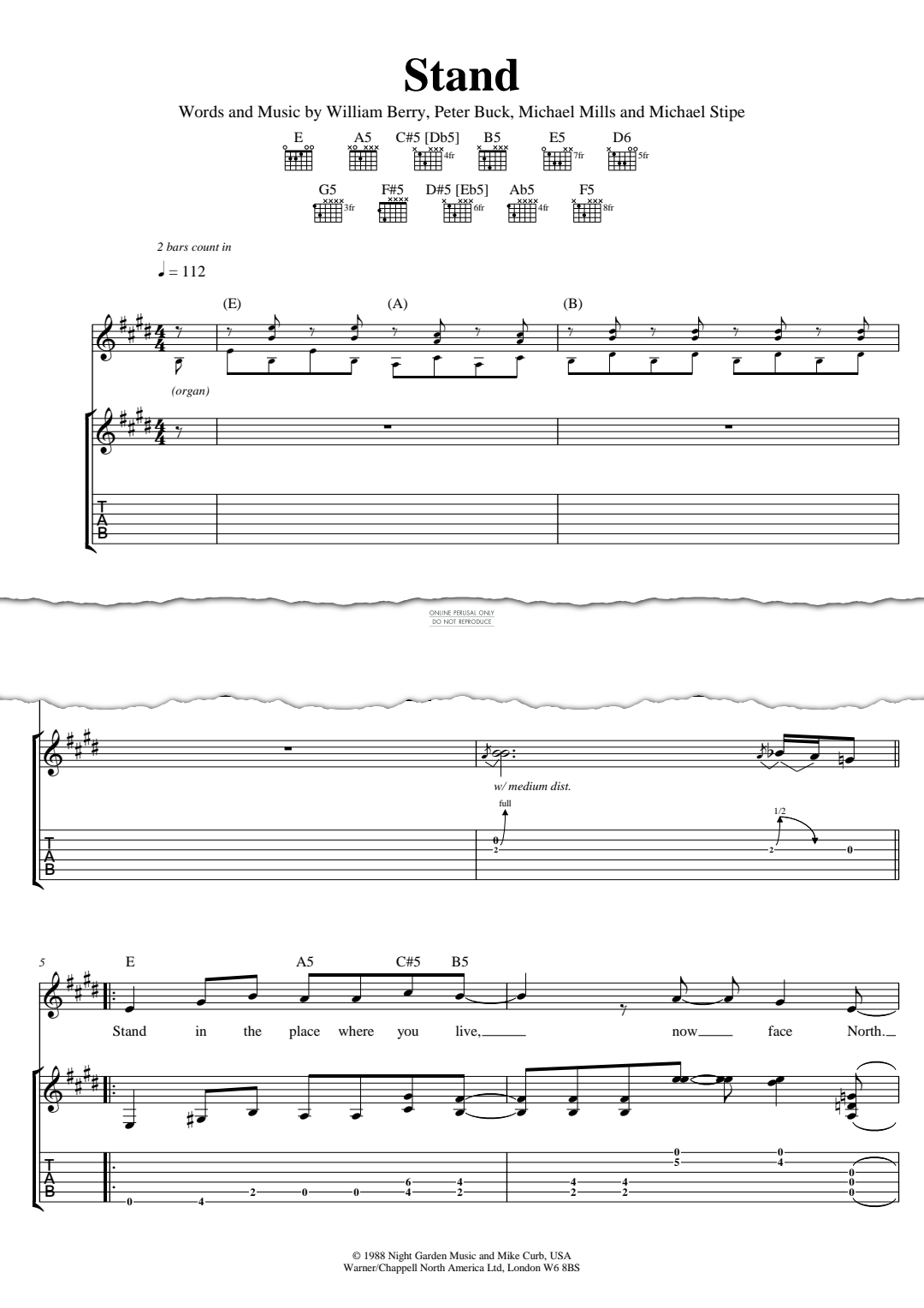 Stand (R.E.M.) | Sheet Music: Guitar, Voice | PDF Download