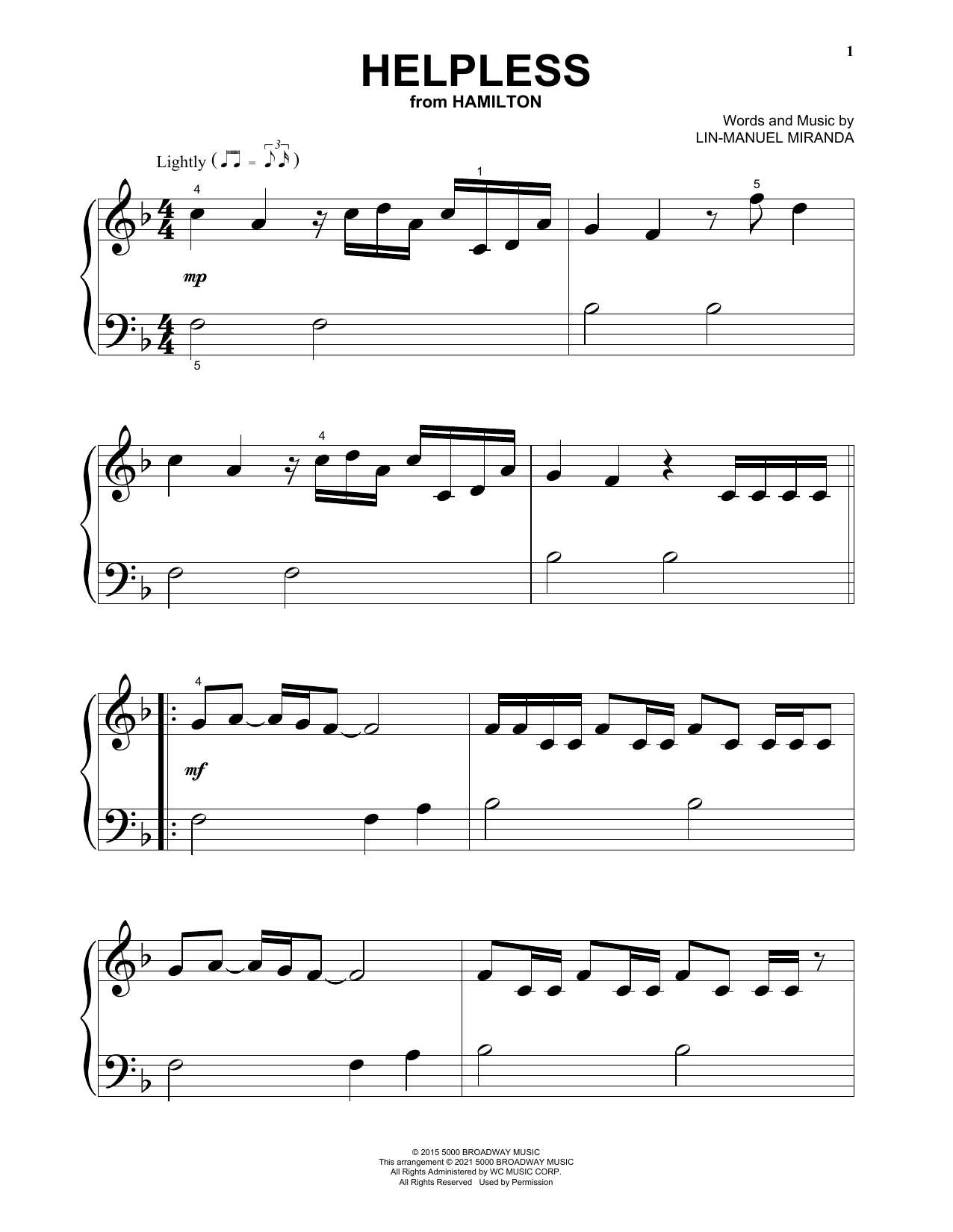 Produktbild zu: Helpless (from Hamilton)