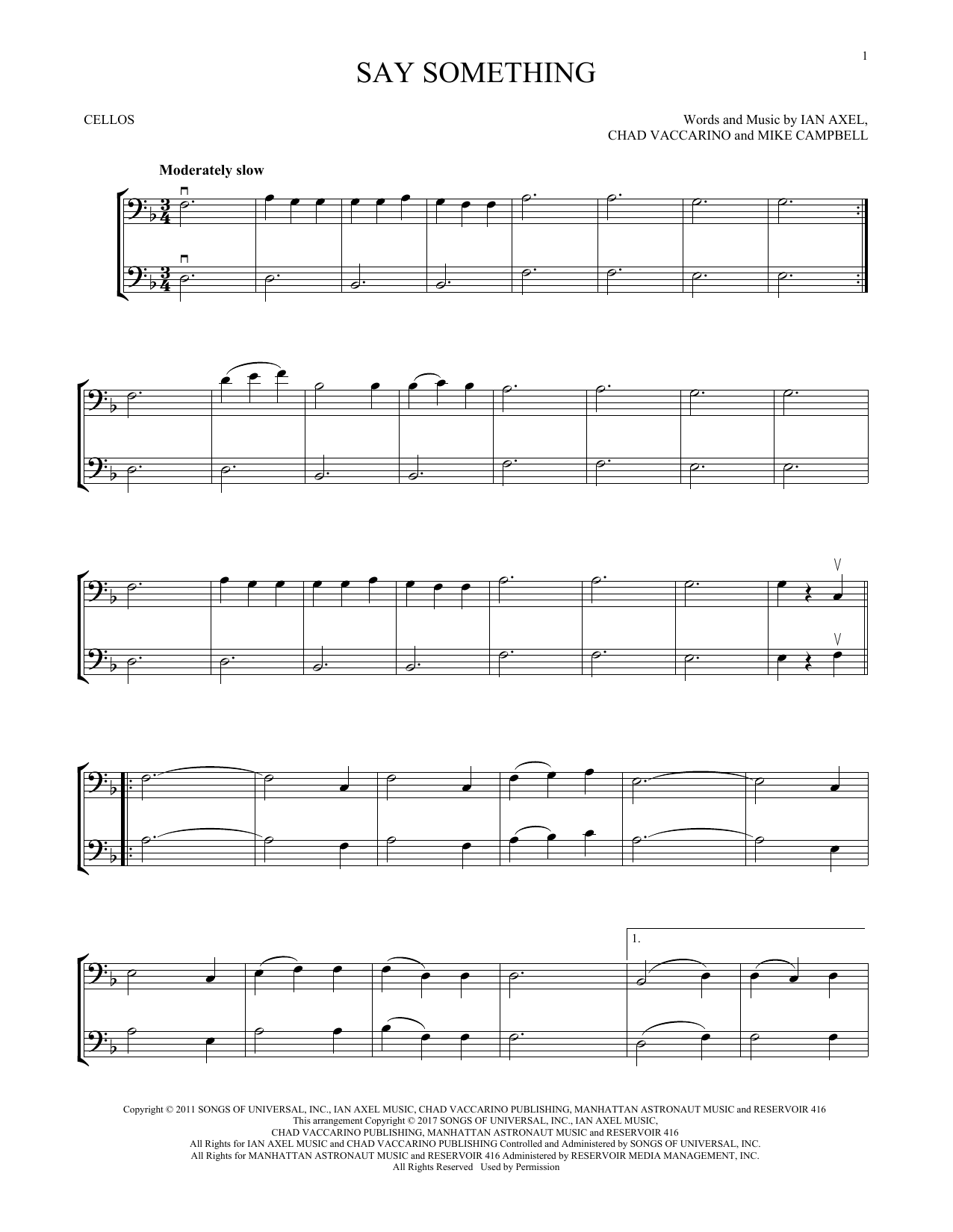 Produktgalerie: Seite 1 von 1 Say Something, A Great Big World, Violoncello