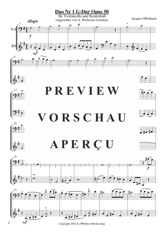 Produktgalerie: Seite 3 von 10 Duo Nr. 1 G-Dur Opus 50, , Cello und Kontrabass