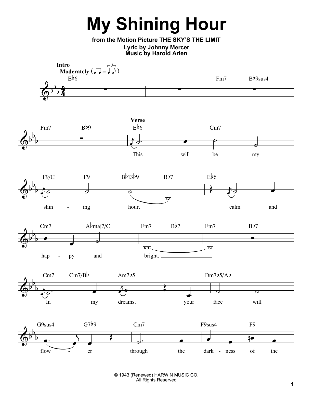 Product gallery: Page 1 of 1 My Shining Hour, Harold Arlen