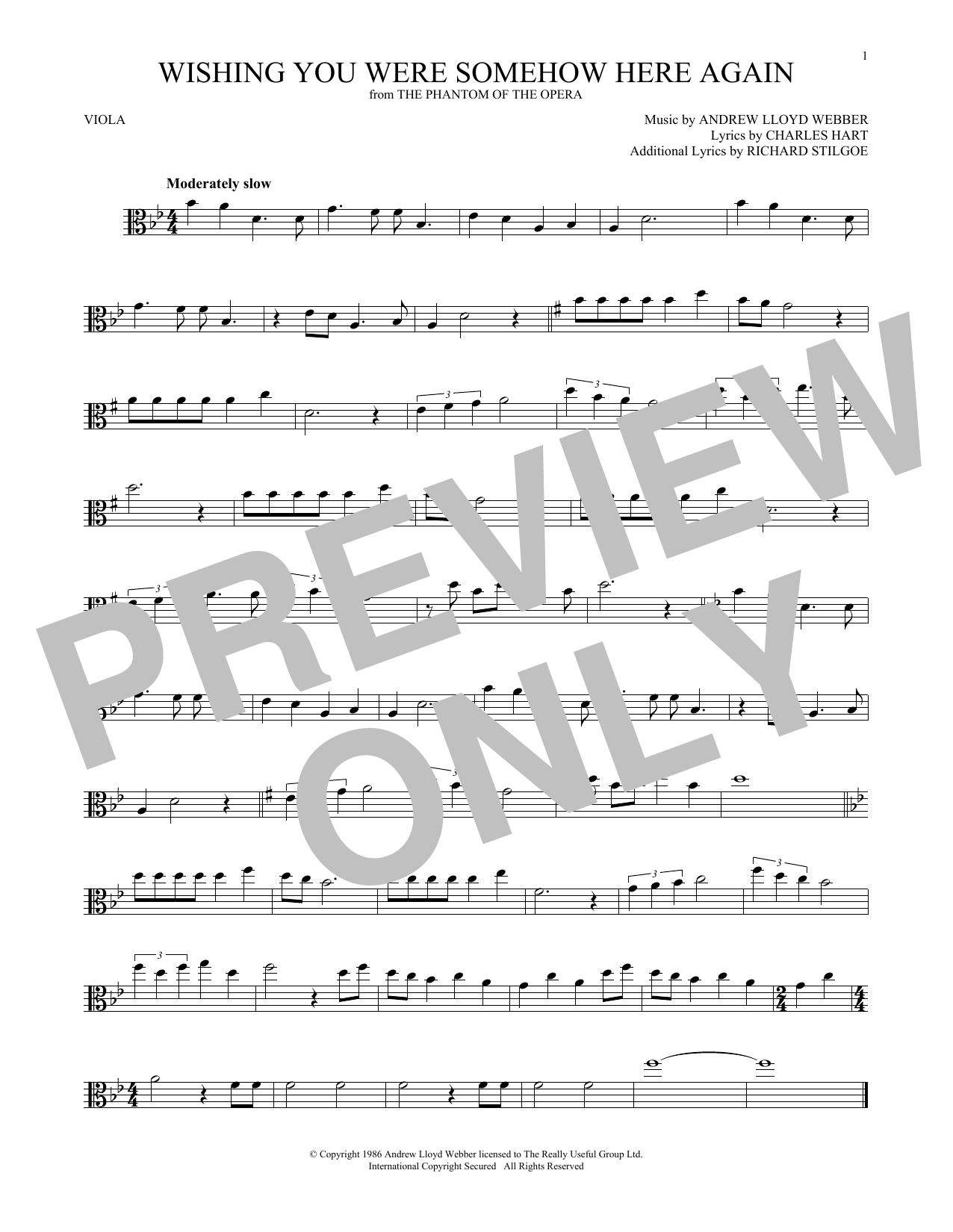 Product gallery: Page 1 of 1 Wishing You Were Somehow Here Again (from The Phantom Of The Opera), Andrew Lloyd Webber