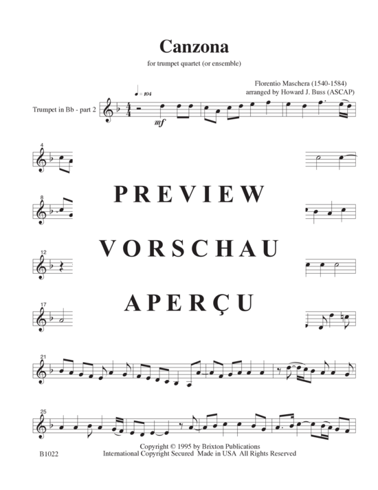 gallery: Canzona (3 Trompeten in B und 1 Basstrompete/Posaune) , ,  (opt. Bass-Stimme für Teil 4)