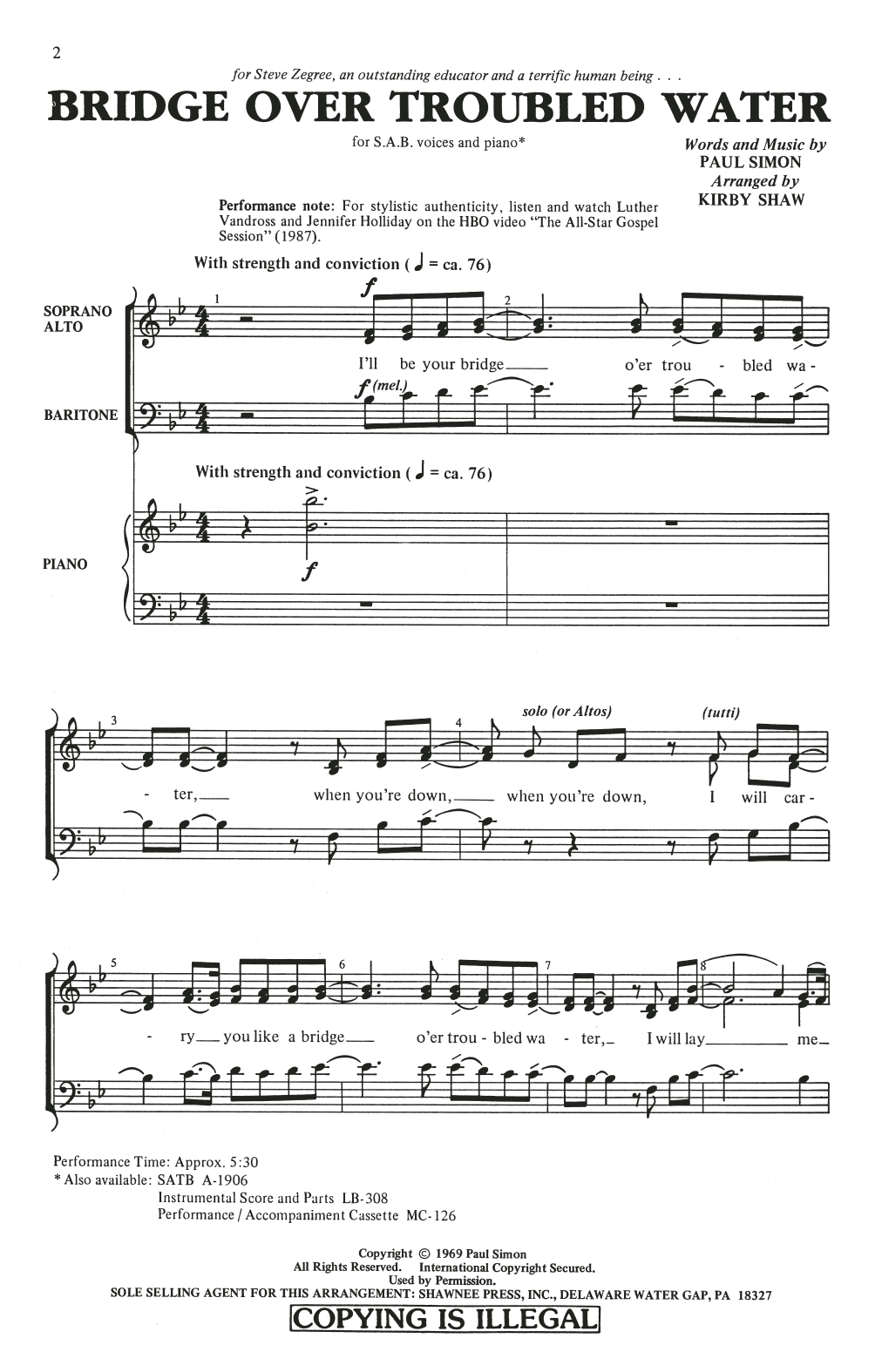 Produktgalerie: Seite 1 von 1 Bridge Over Troubled Water (arr. Kirby Shaw), Simon & Garfunkel, Chor