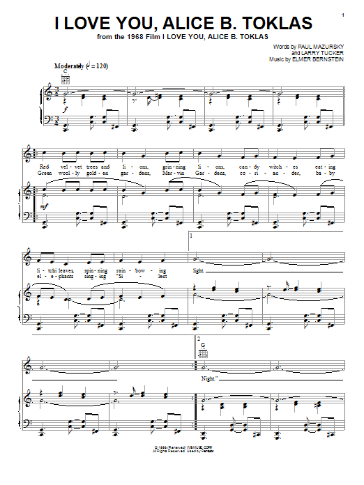 Product gallery: Page 1 of 1 I Love You, Alice B. Toklas, Elmer Bernstein