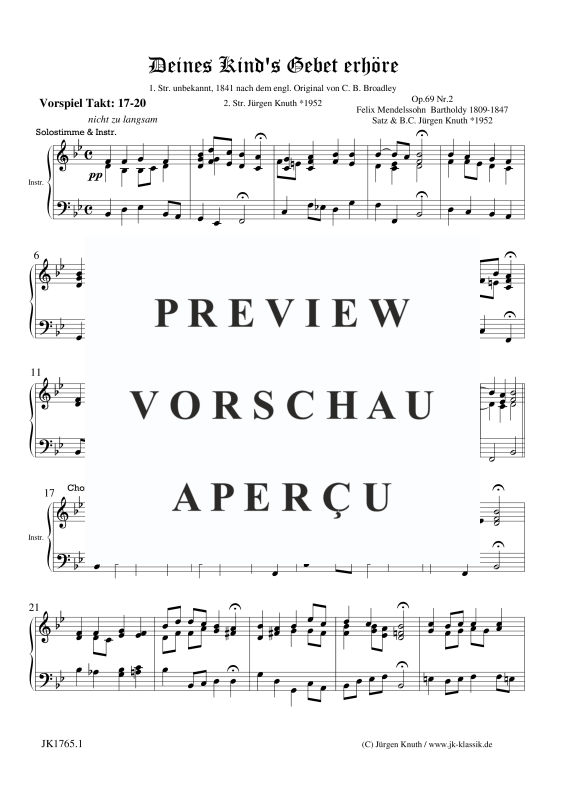 Produktgalerie: Seite 10 von 11 Deines Kind´s Gebet erhöre op.69 Nr.2, , Gemischter Chor, Soli + Orgel