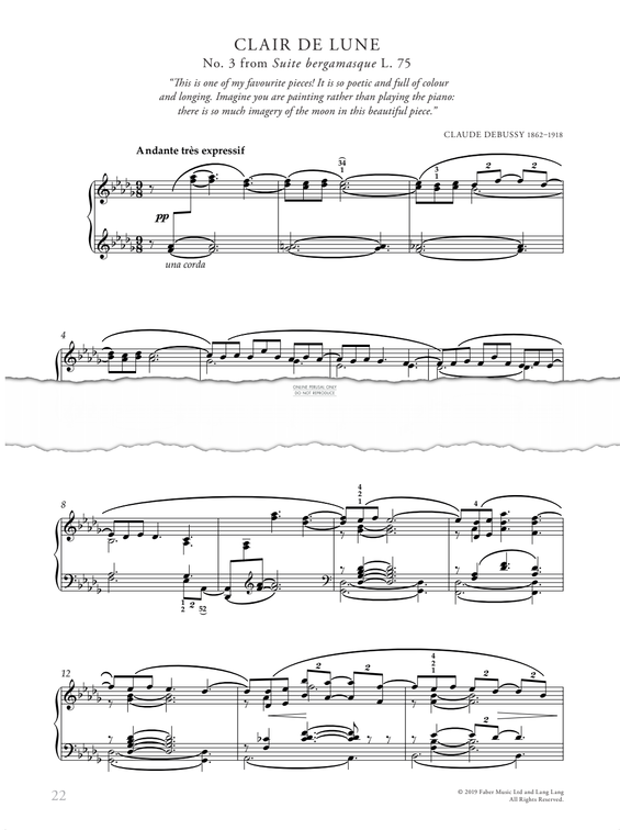 Product picture to: Clair de Lune (L.75, from 'Suite Bergamasque') - Claude Debussy