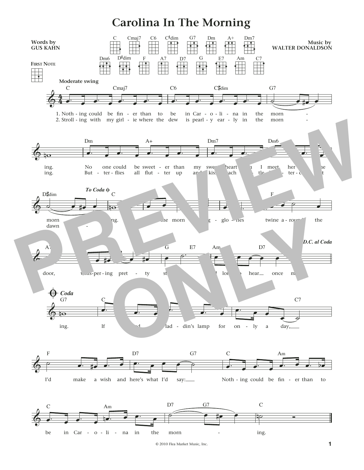 Product gallery: Page 1 of 1 Carolina In The Morning (from The Daily Ukulele) (arr. Liz and Jim Beloff), Gus Kahn
