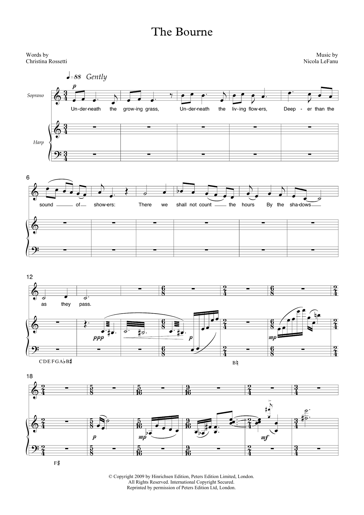Product picture to: The Bourne (for soprano and harp)