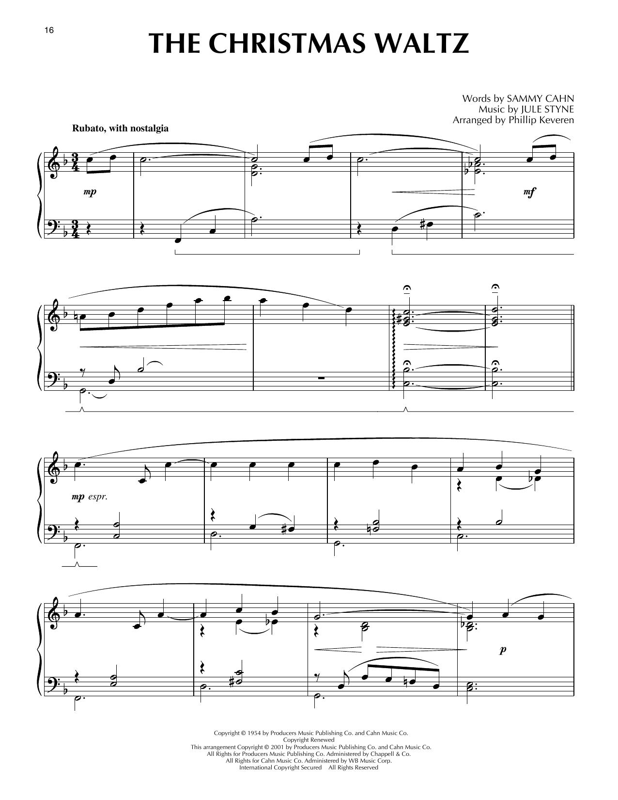 Product picture to: The Christmas Waltz [Jazz version] (arr. Phillip Keveren)