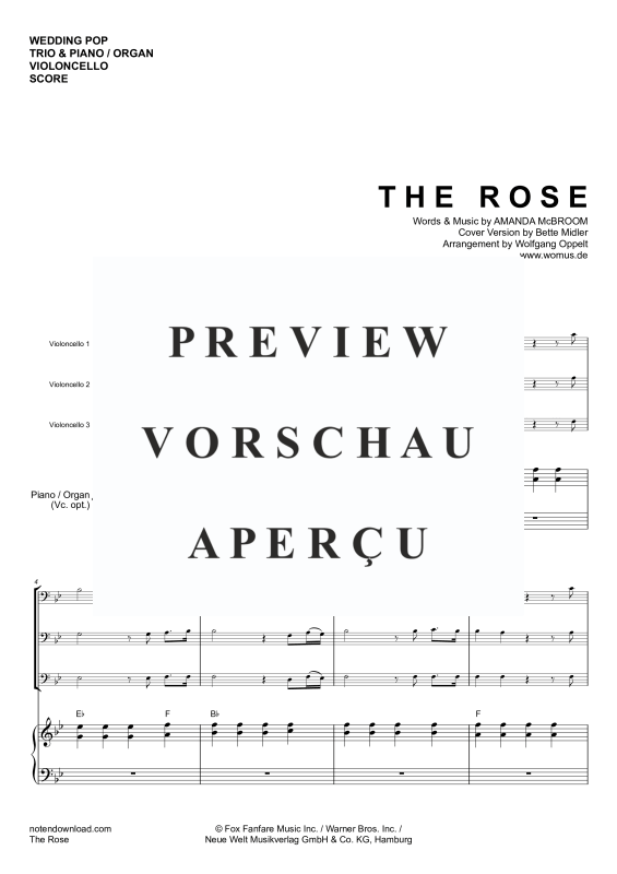 Product gallery: Page 4 of 11 The Rose, Midler, Bette, Trio For 3 Cellos and Piano/Organ