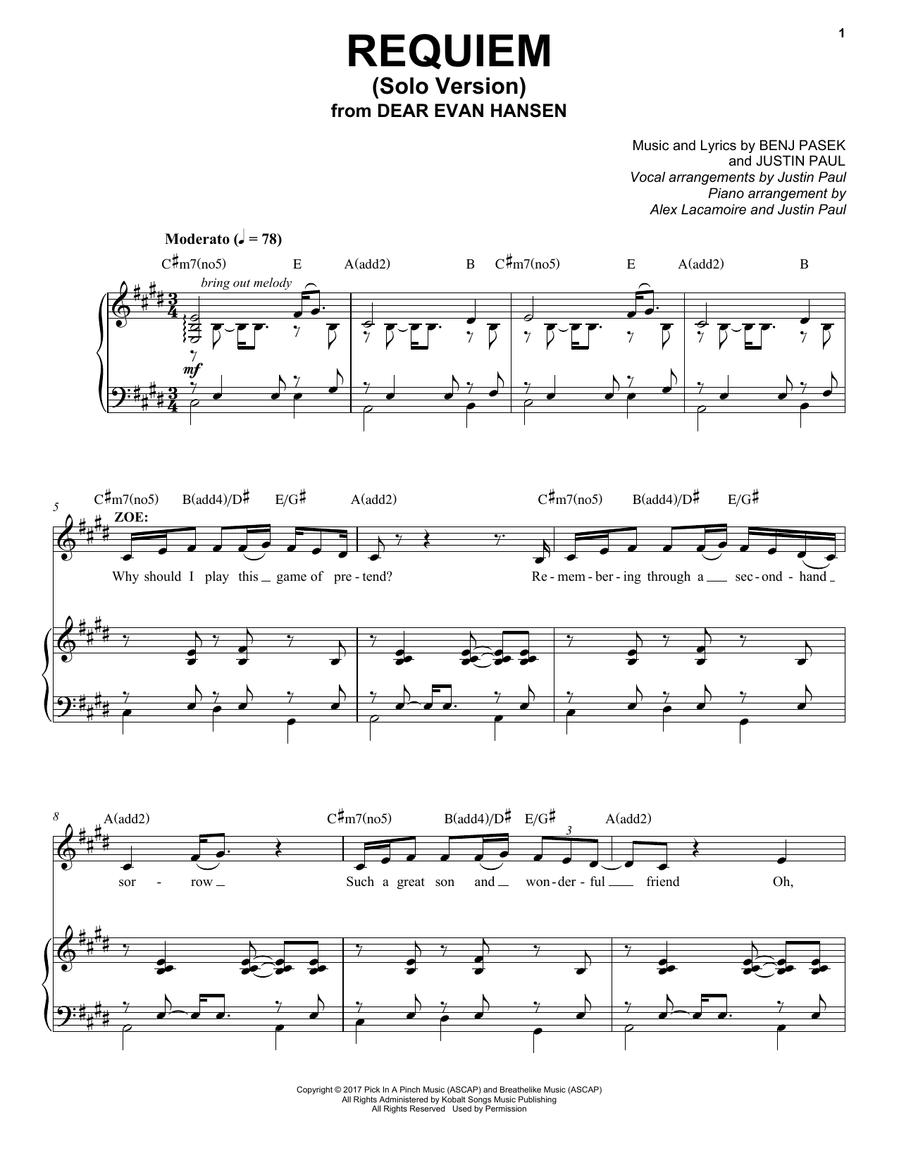 Produktbild zu: Requiem (Solo Version) (from Dear Evan Hansen)