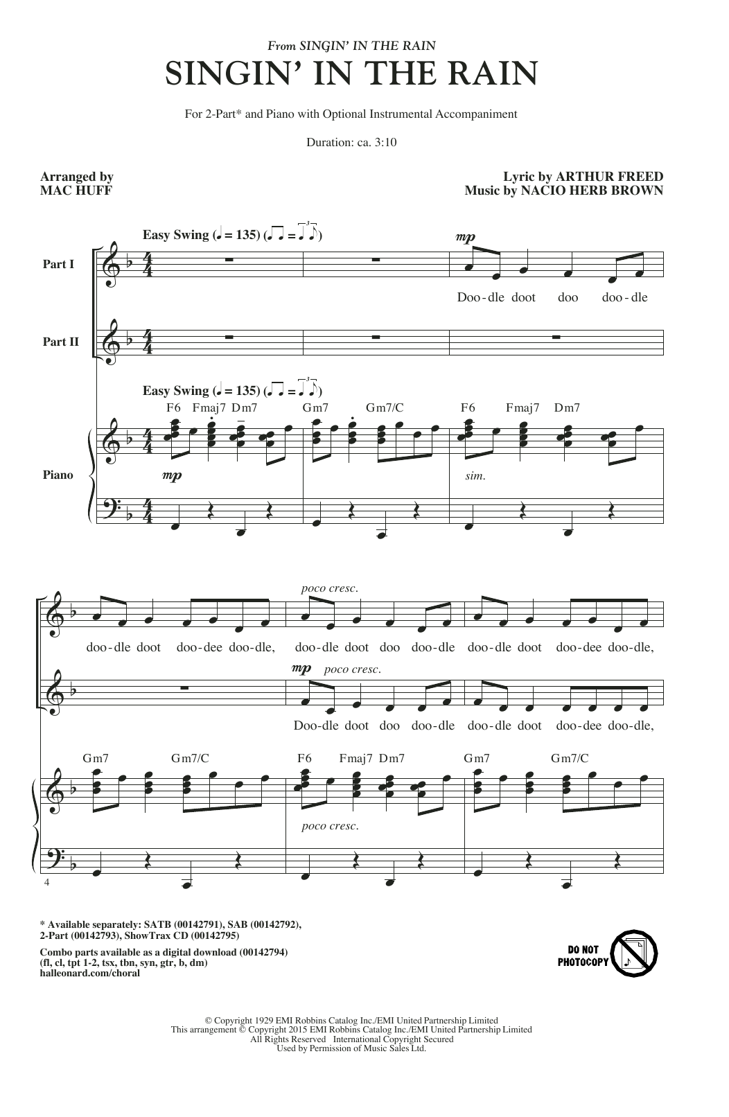 Produktgalerie: Seite 1 von 1 Singin' In The Rain (arr. Mac Huff), Gene Kelly, Chor