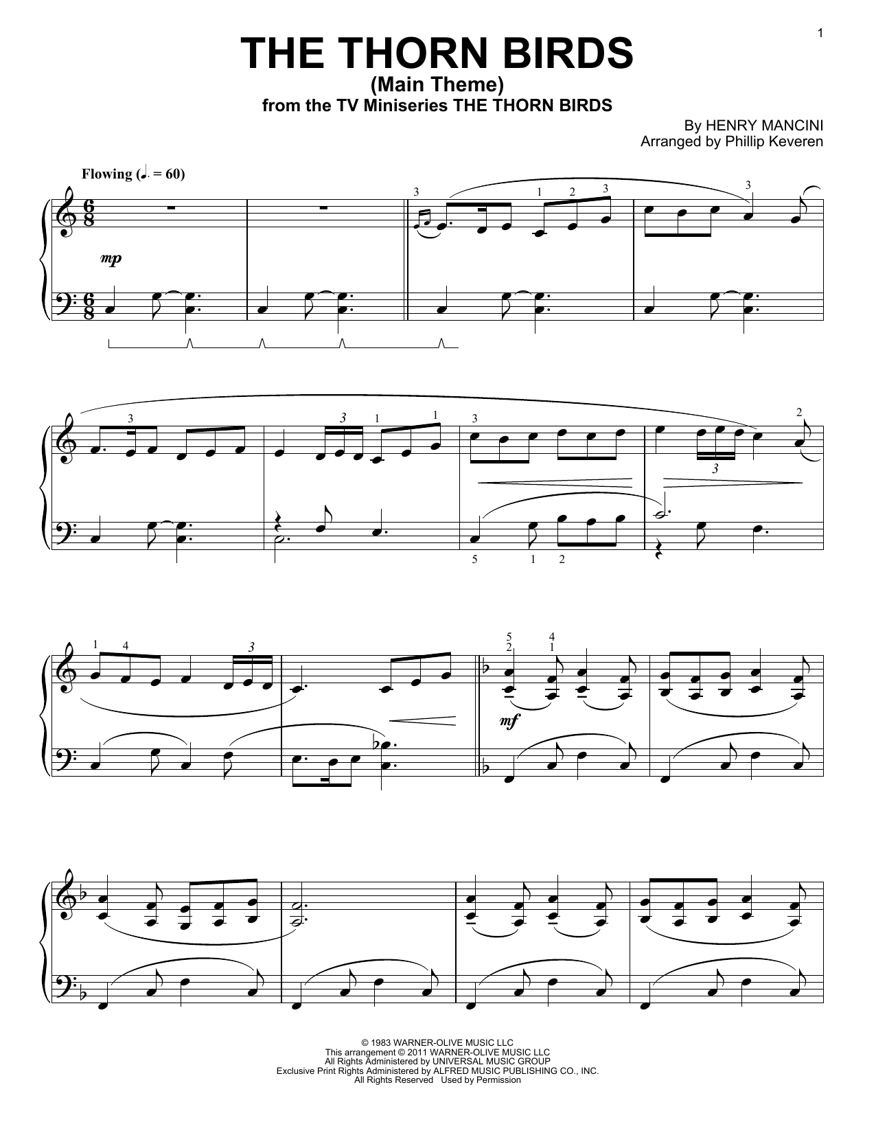 Produktbild zu: The Thorn Birds (Main Theme) (arr. Phillip Keveren)