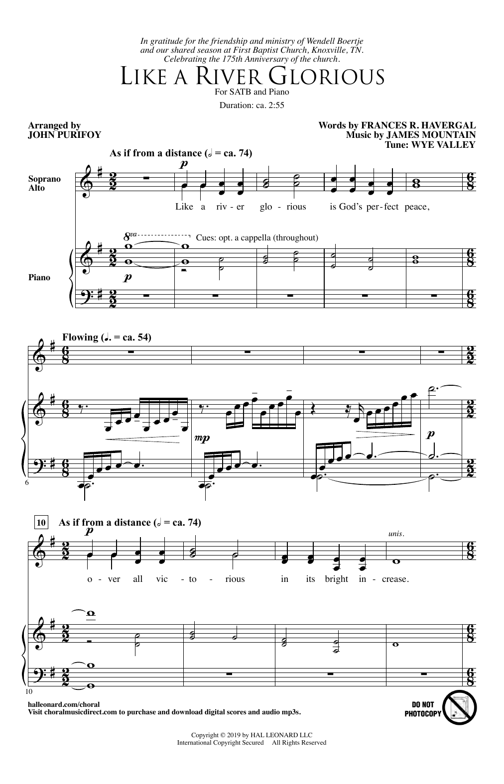 Produktbild zu: Like A River Glorious (arr. John Purifoy)