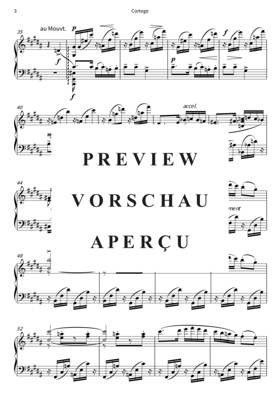 Product gallery: Page 6 of 9 Cortege - No. 3 de Trois morceaux (pour piano) , , Piano Solo