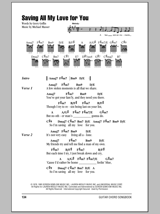 Produktgalerie: Seite 1 von 1 Saving All My Love For You, Whitney Houston, Gitarre