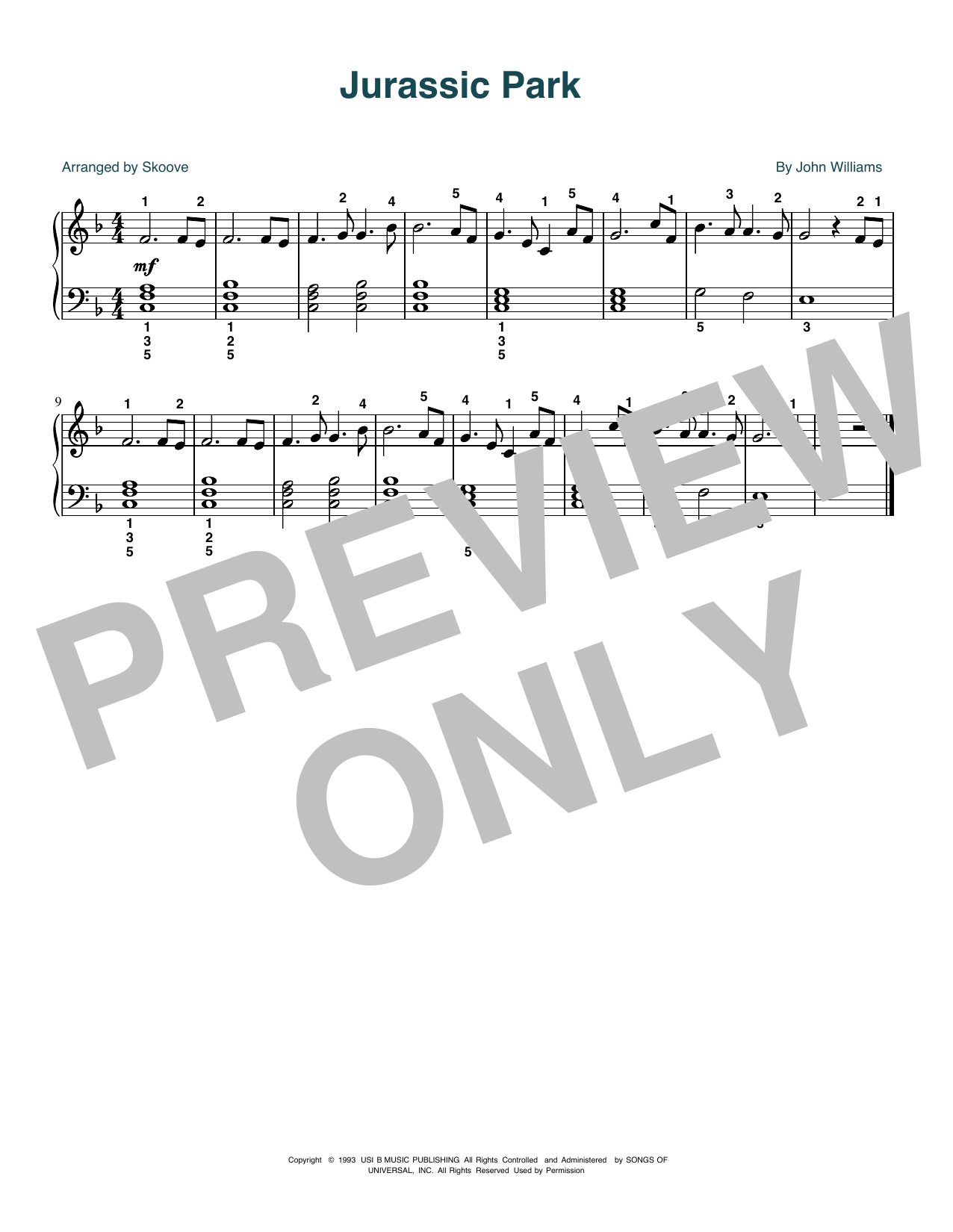 Product picture to: Theme From "Jurassic Park" (arr. Skoove)