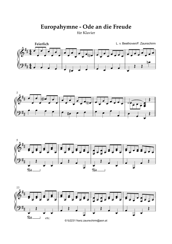 Produktbild zu: Europahymne - Ode an die FreudeLudwig van Beethoven