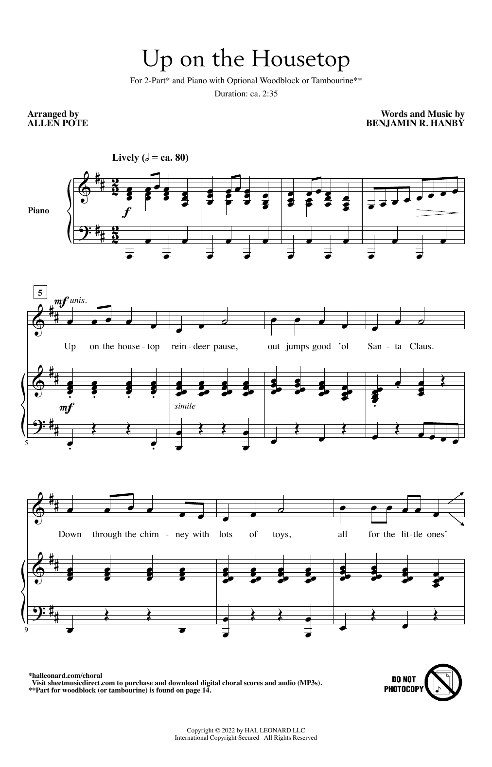 Produktbild zu: Up On The Housetop (arr. Allen Pote)