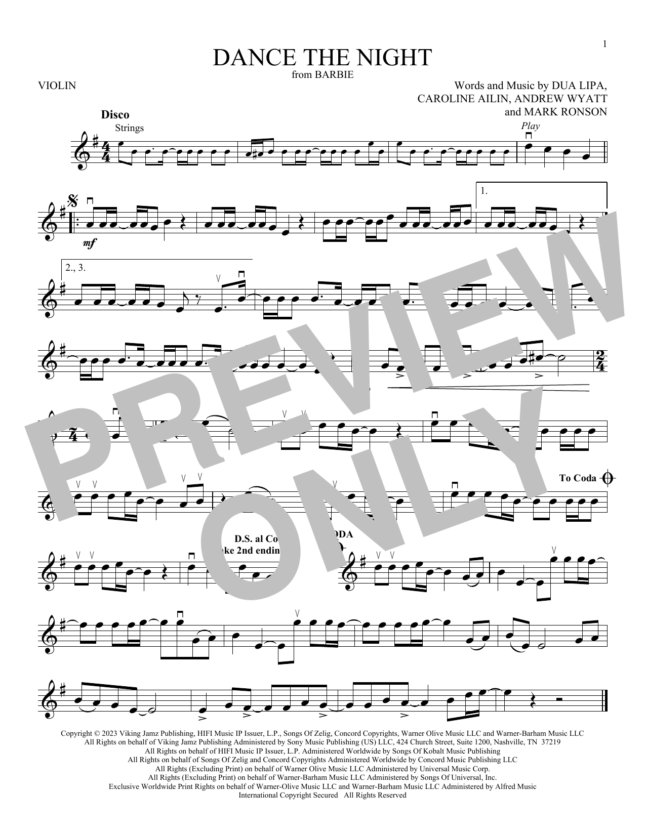 Product picture to:  Dance The Night (from Barbie) - Dua Lipa