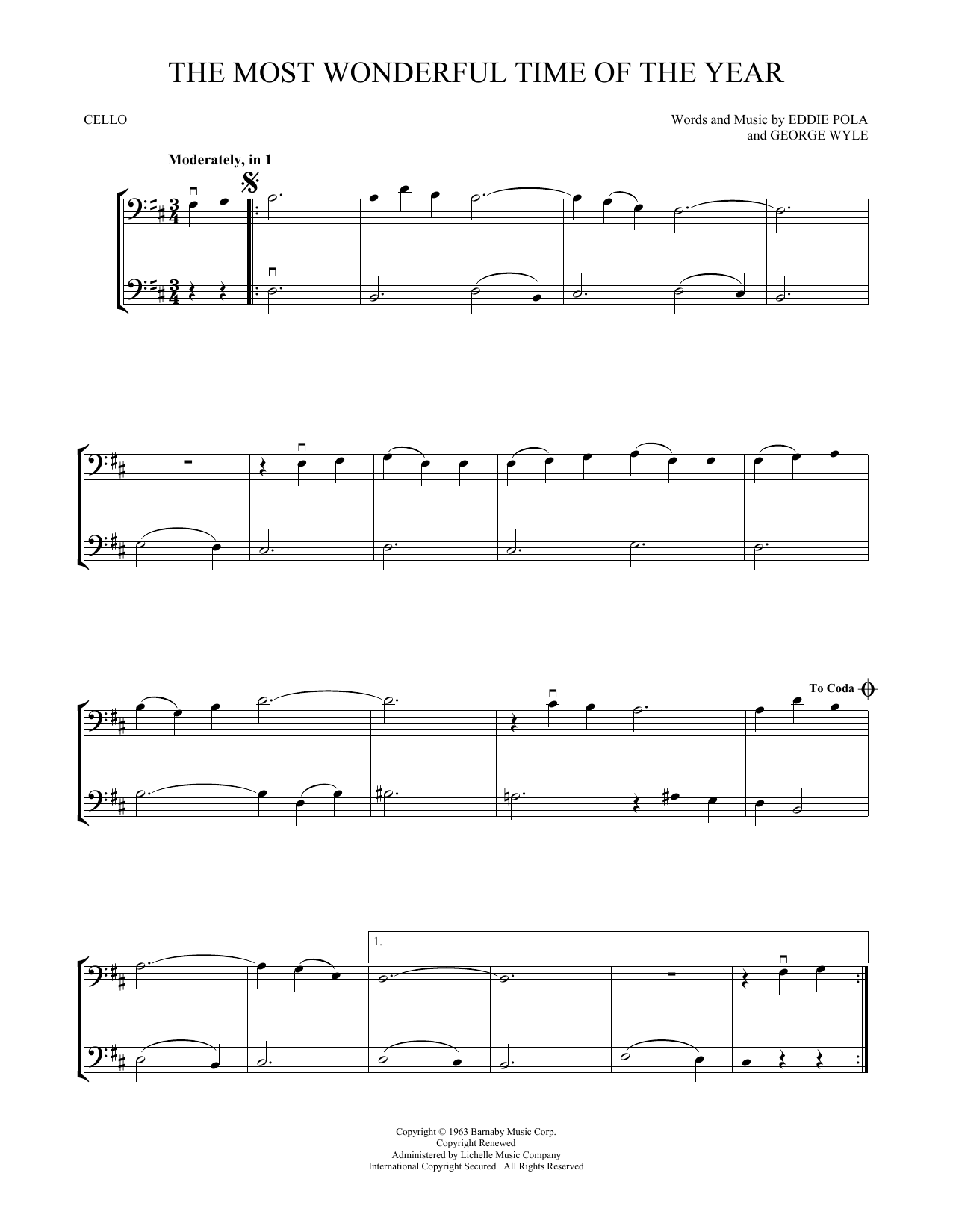 Produktgalerie: Seite 1 von 1 The Most Wonderful Time Of The Year, Eddie Pola, Violoncello