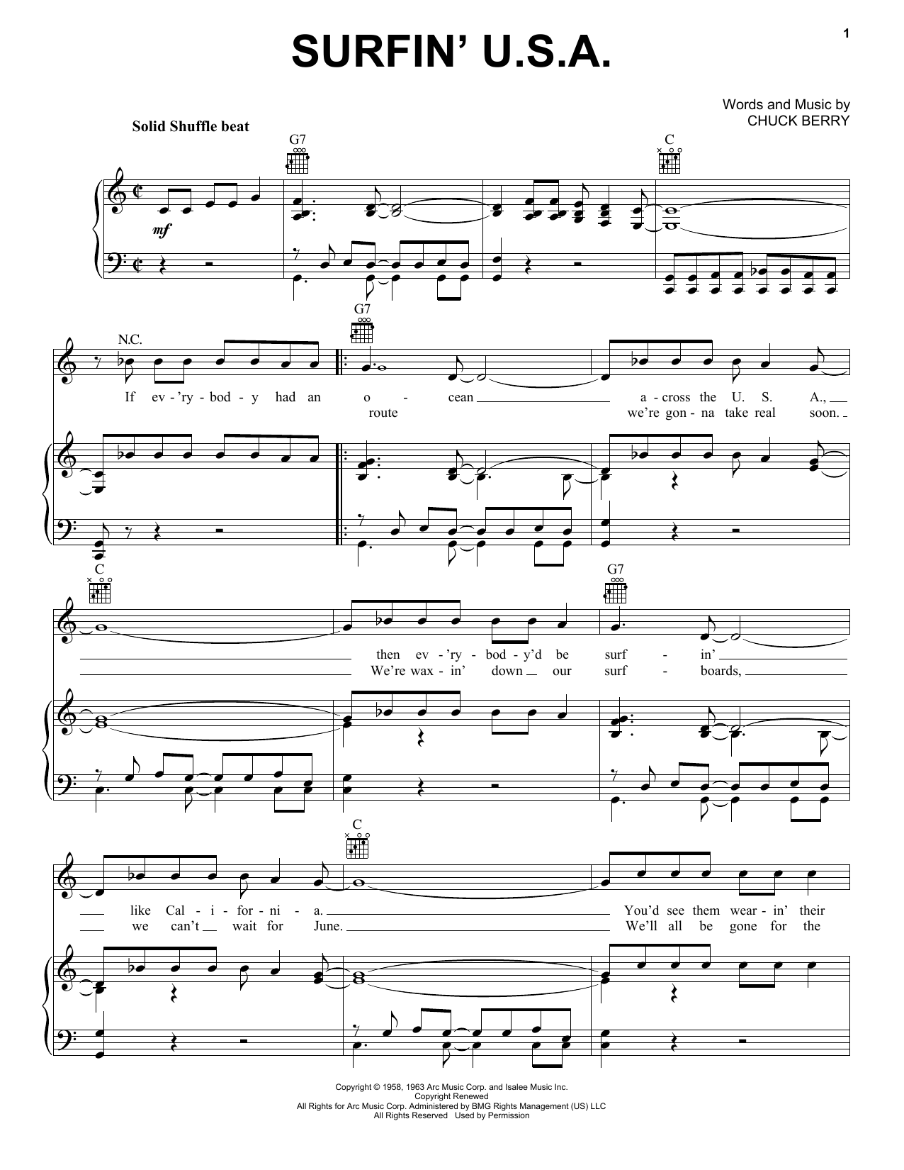 Produktgalerie: Seite 1 von 1 Surfin' U.S.A., The Beach Boys, Gesang, Gitarre, Klavier