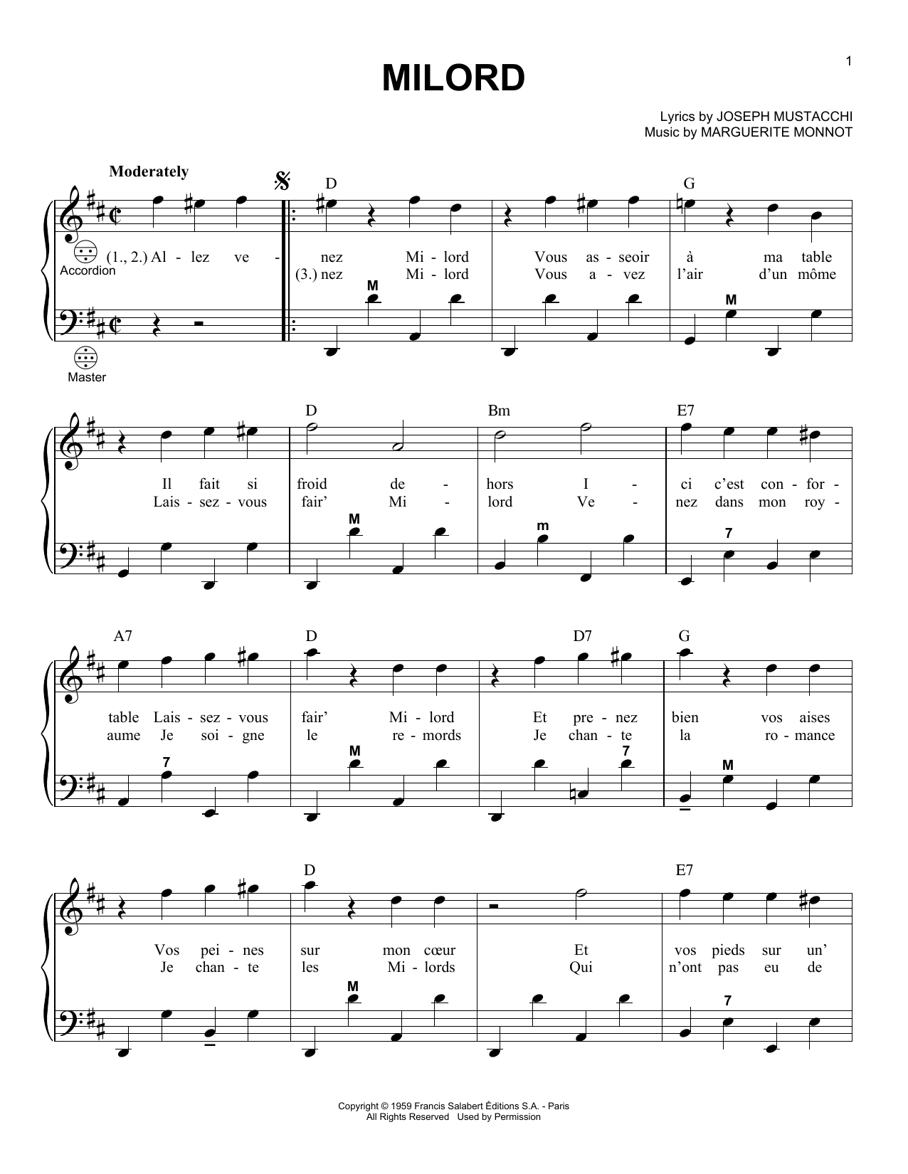 Product picture to:  Milord (arr. Gary Meisner) - Edith Piaf