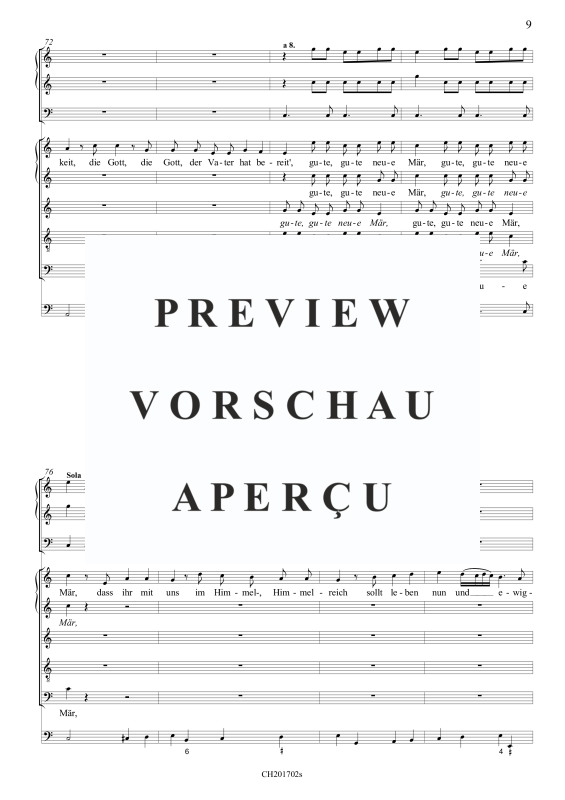 Produktgalerie: Seite 10 von 11 Vom Himmel hoch (Partitur), , Gemischtes Ensemble CCATB, 2 Violinen, Violon und BC
