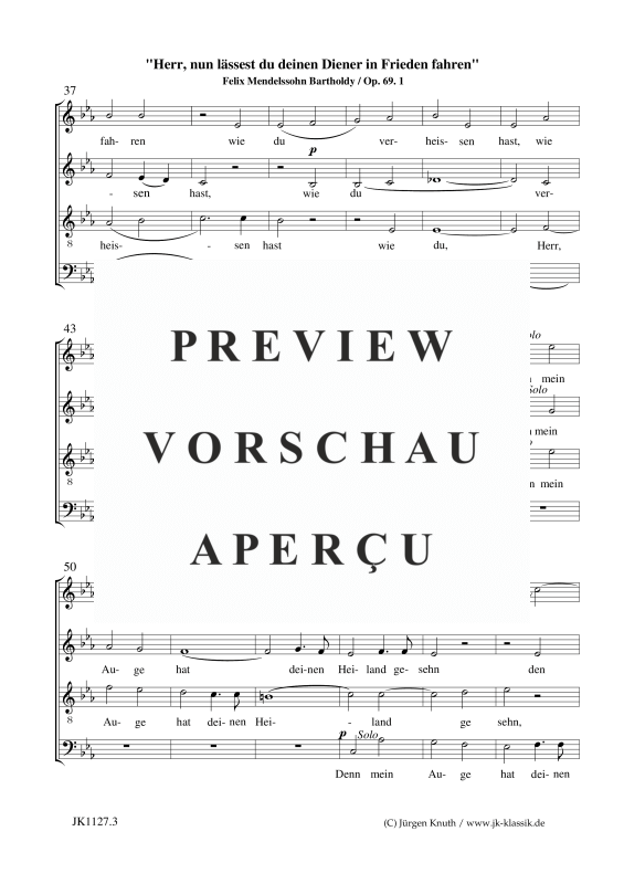 gallery: Herr, nun lässest du deinen Diener in Frieden fahren  op.69.1, , Gemischter Chor