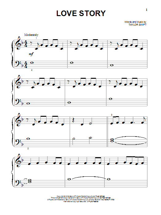 Produktgalerie: Seite 1 von 1 Love Story, Taylor Swift, Klavier
