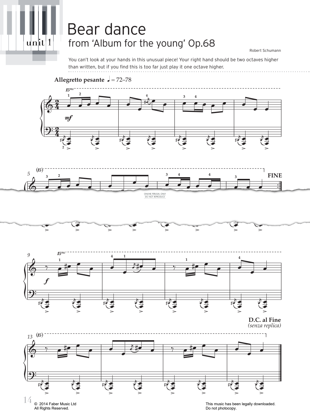 Produktgalerie: Seite 1 von 1 Bear Dance (from ‘Album for the young’ Op.68), Robert Schumann, Klavier
