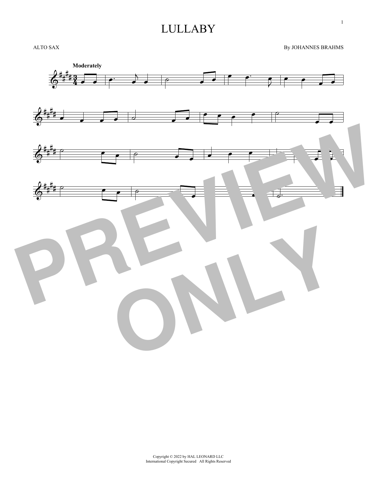 Product gallery: Page 1 of 1 Lullaby, Johannes Brahms