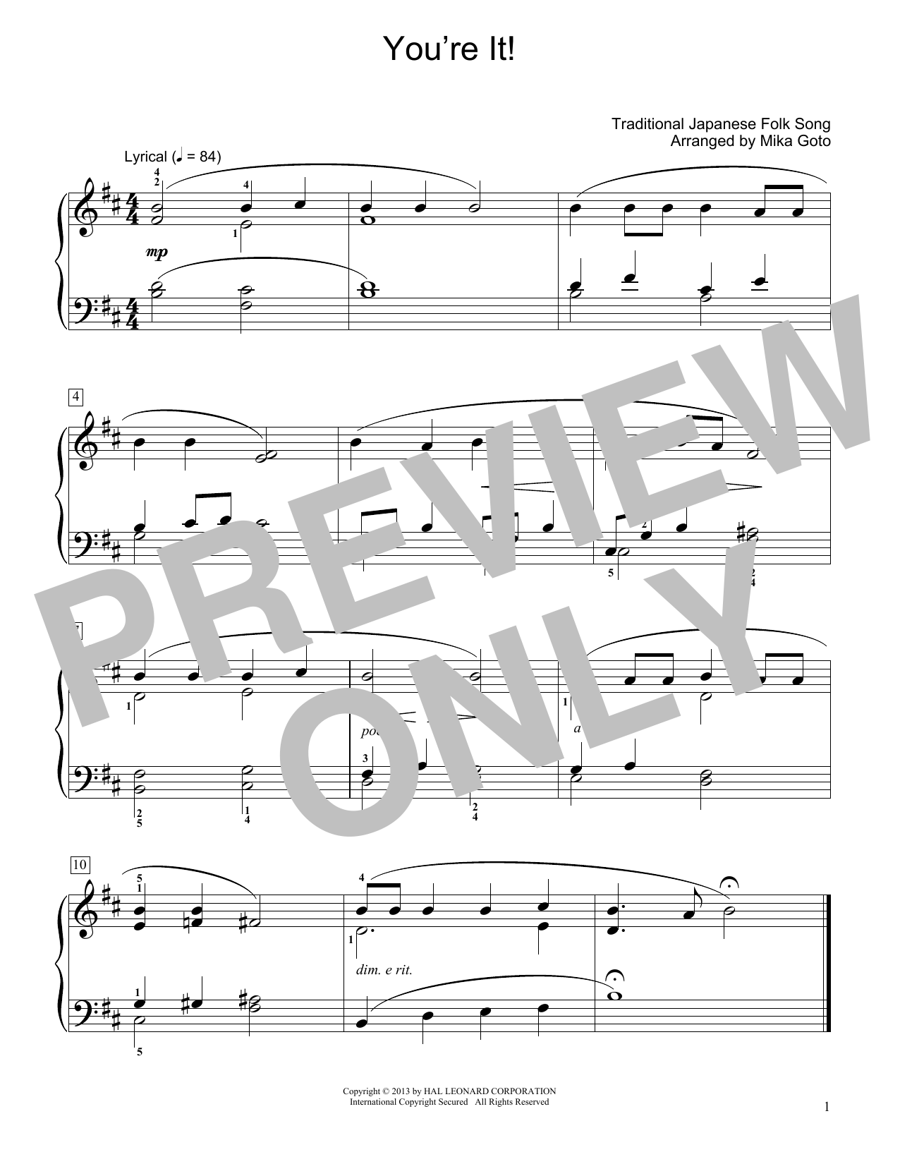 Product picture to: You're It! (arr. Mika Goto)