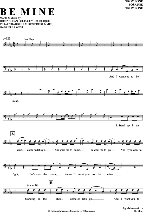 Product gallery: Page 1 of 4 Be Mine , Ofenbach, (Posaune / Bariton)