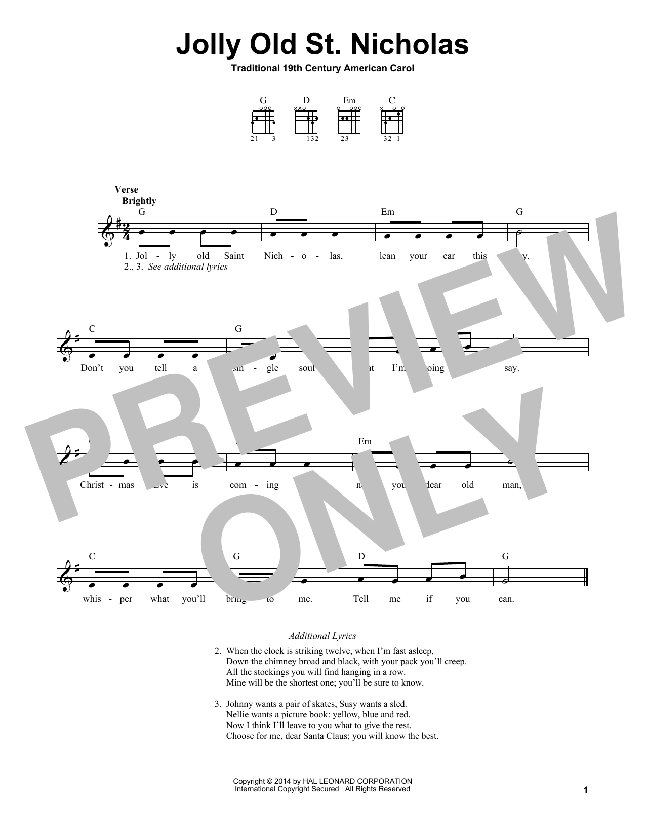 Product gallery: Page 1 of 1 Jolly Old St. Nicholas, 19th Century American Carol