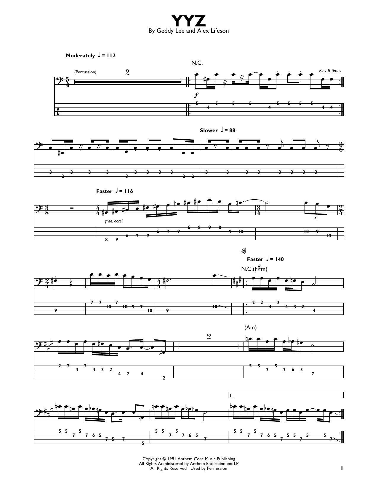 Produktgalerie: Seite 1 von 1 YYZ, Rush, E-Bass, Gitarre