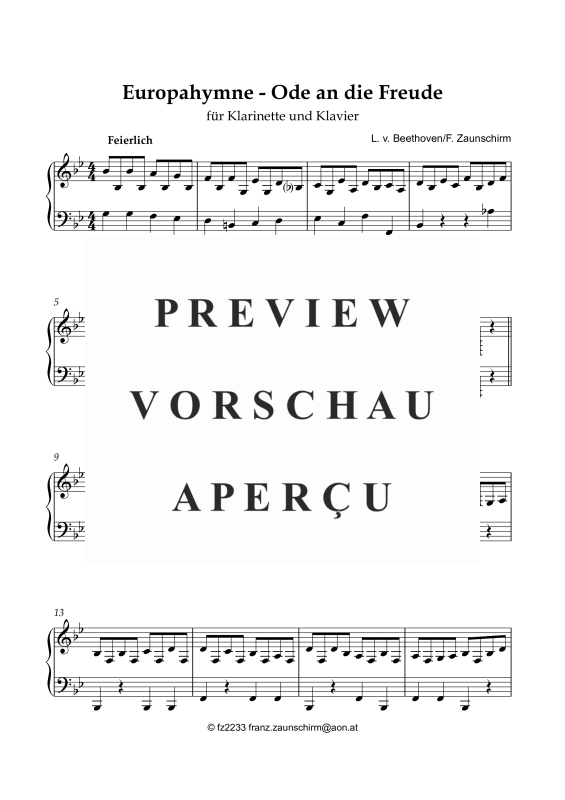 Product gallery: Page 6 of 8 Europhymne - Ode an die Freude, , Clarinet In Bb and Piano