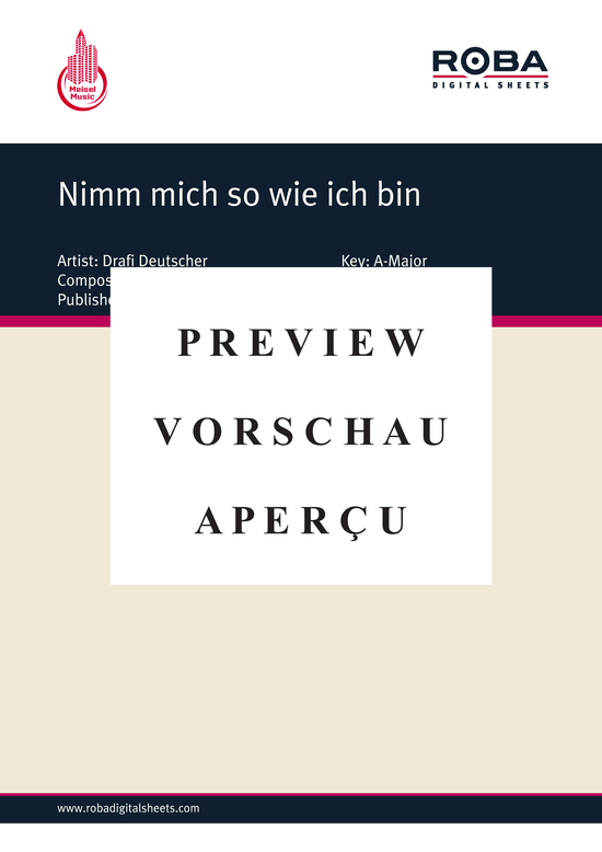 gallery: Nimm mich so wie ich bin , Deutscher, 	Drafi, (Klavier + Gesang)