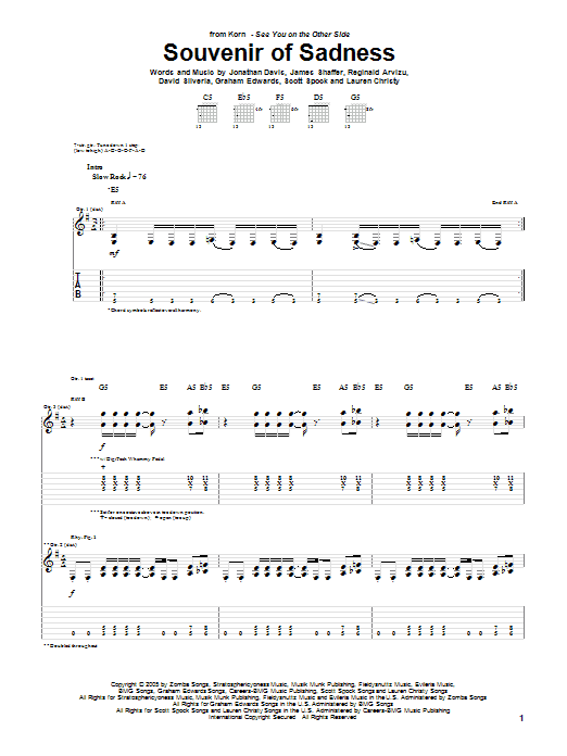 Produktgalerie: Seite 1 von 1 Souvenir Of Sadness, Korn, Gitarre