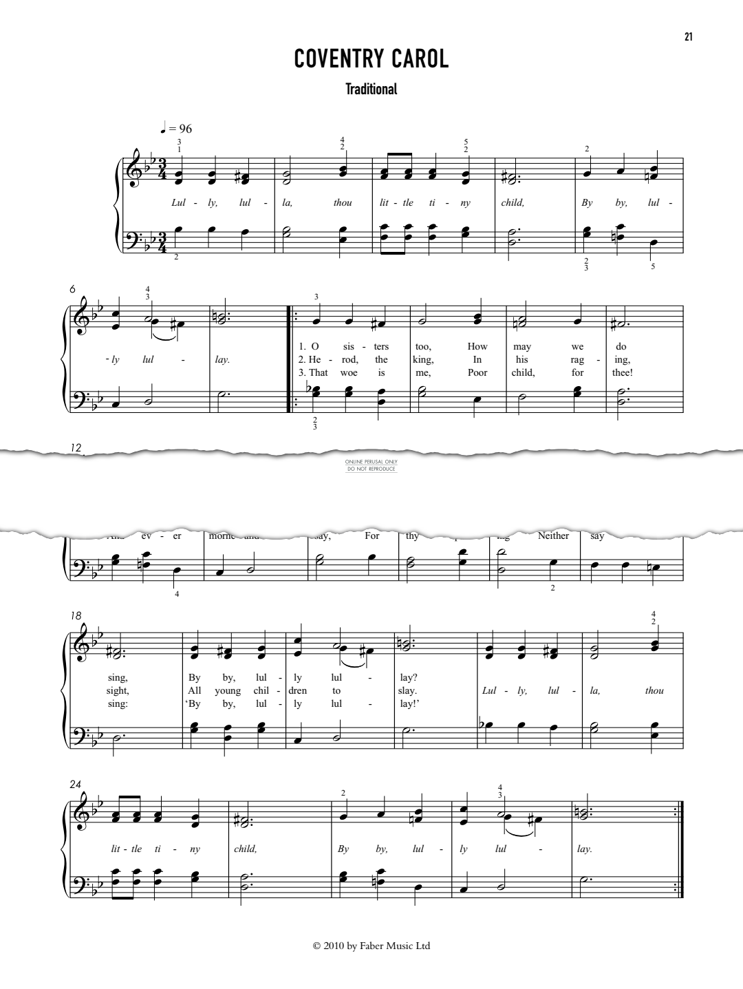 Produktgalerie: Seite 1 von 1 Coventry Carol, Traditional English, Gesang, Klavier