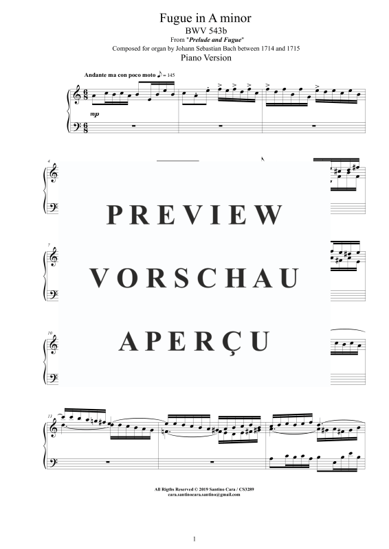 Produktgalerie: Seite 2 von 10 Fuge in A-Moll BWV 543b - Piano Version, , Klavier Solo