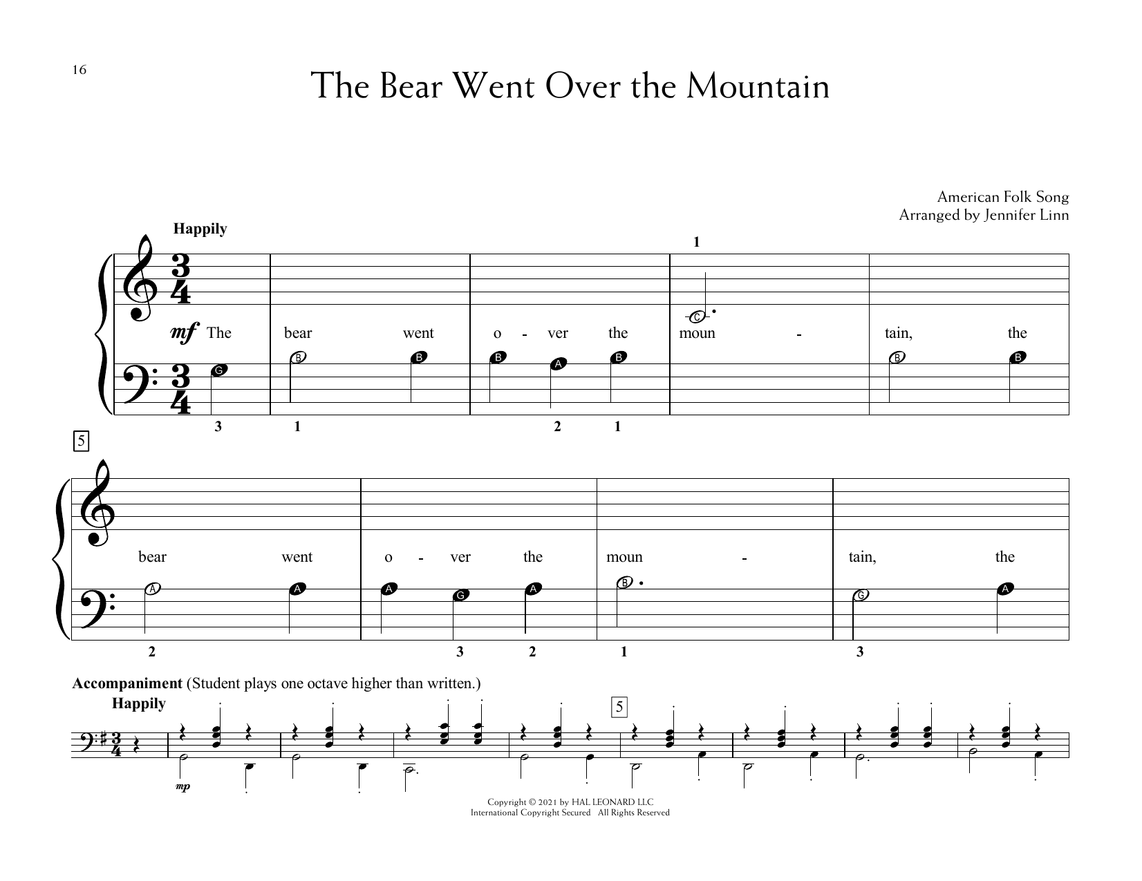 Produktbild zu: The Bear Went Over The Mountain (arr. Jennifer Linn)