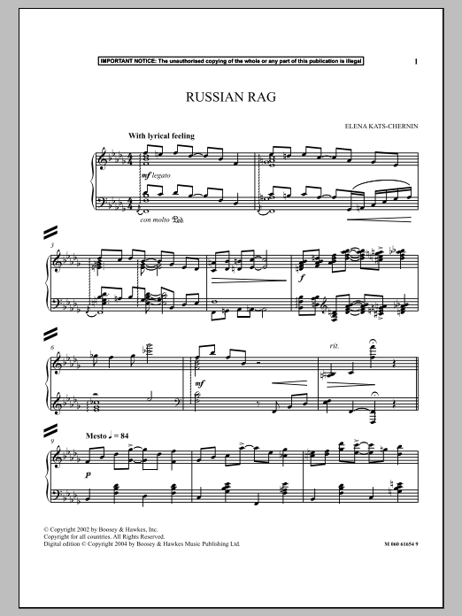 Product gallery: Page 1 of 1 Russian Rag, Elena Kats-Chernin