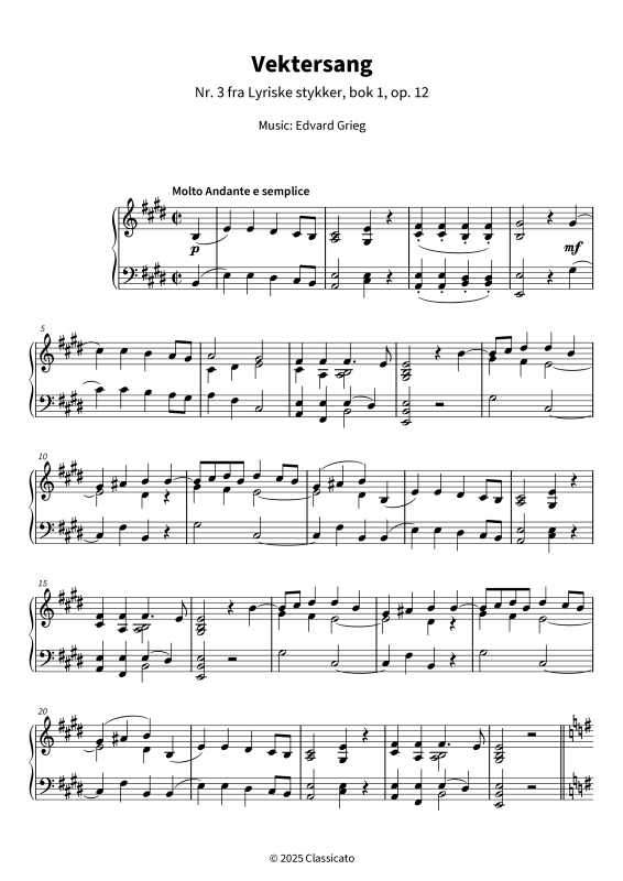 Product gallery: Page 1 of 6 Vektersang - Nr. 3 fra Lyriske stykker, bok 1, op. 12, , Piano Solo
