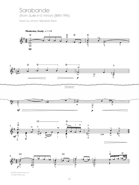 Produktgalerie: Seite 1 von 1 Sarabande (from 'Suite in E Minor') (BWV 996), Johann Sebastian Bach, Gitarre